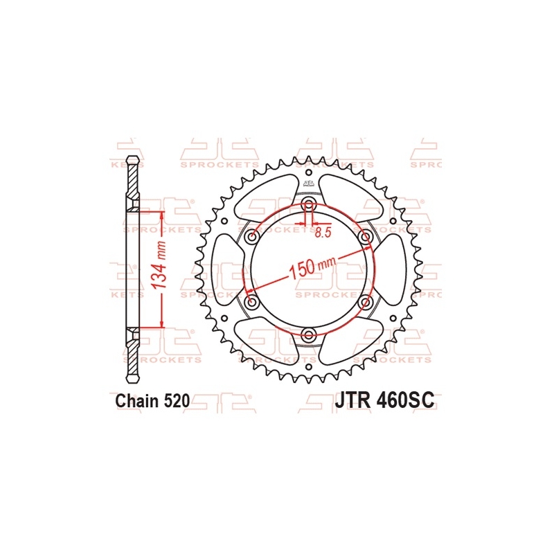 Rear sprocket JT 48T, 520 Self Cleaning Lightweight