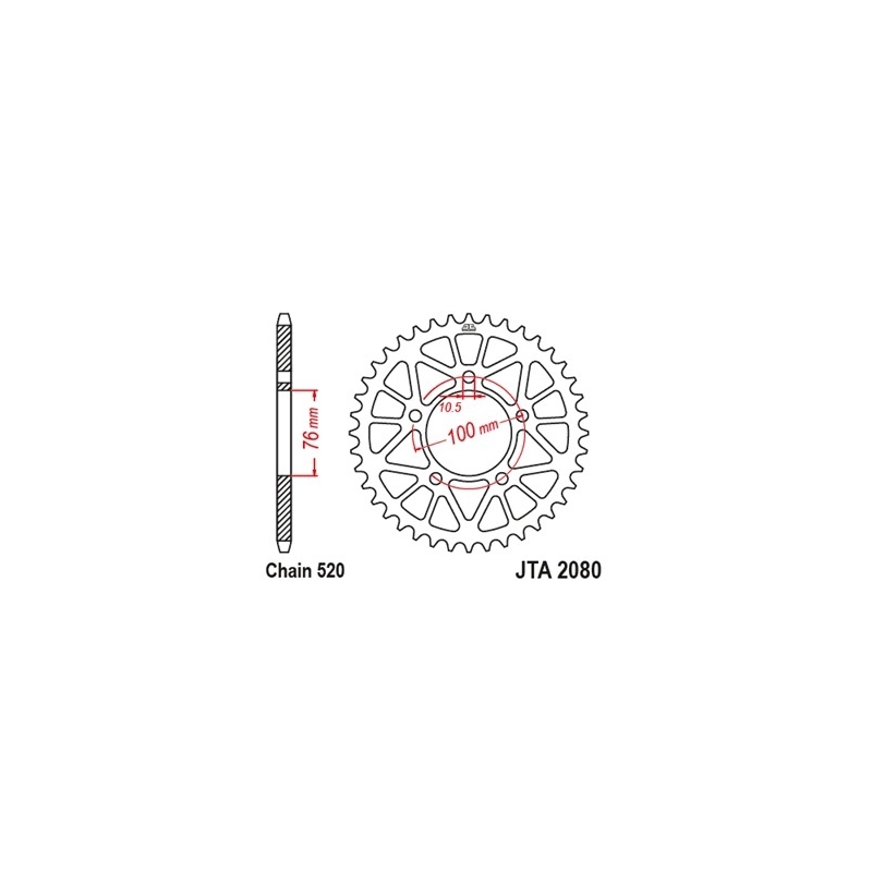 Rear ALU sprocket JT 44T Black