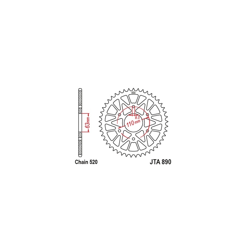 Rear ALU sprocket JT 44T Orange