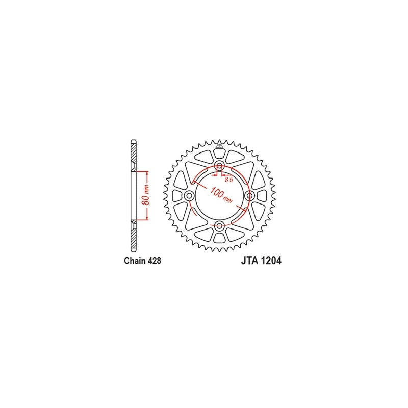 Rear ALU sprocket JT 46)T, nt((428 Black