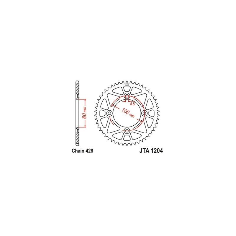 Rear ALU sprocket JT 49)T, nt((428 Black