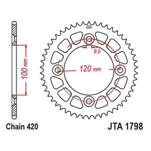 Rear ALU sprocket JT JTA 1798-47BLK 47)T, nt((420 Black