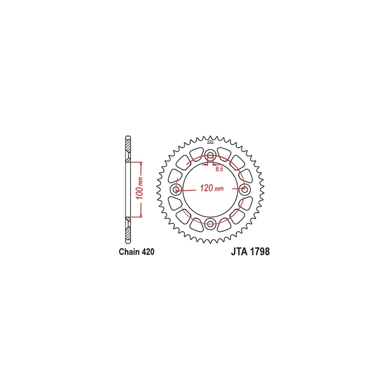 Rear ALU sprocket JT 47)T, nt((420 Black