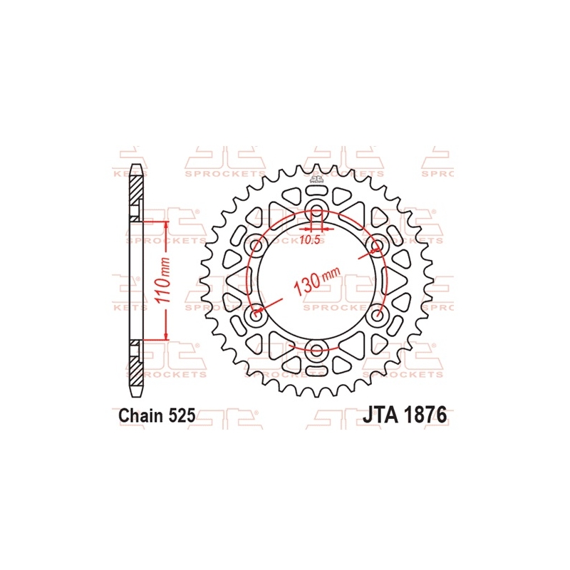 Rear ALU sprocket JT 47T, 525 Gold
