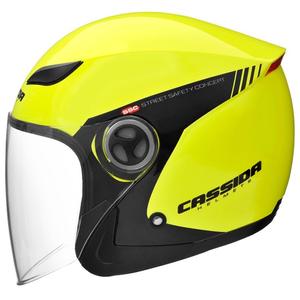 Otwarty kask motocyklowy Cassida Reflex Safety czarno-fluo żółty