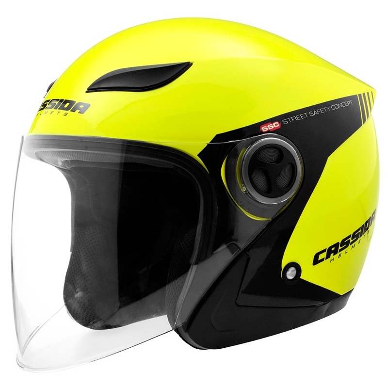 Otwarty kask motocyklowy Cassida Reflex Safety czarno-fluo żółty