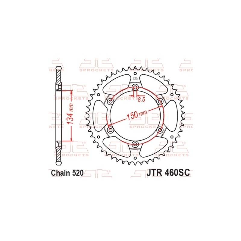 Rear sprocket JT 49T, 520 Self Cleaning Lightweight