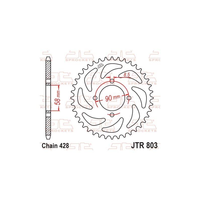Rear sprocket JT 45T, 428