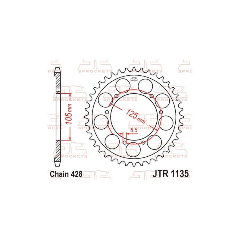 Rear sprocket JT 69T, 428