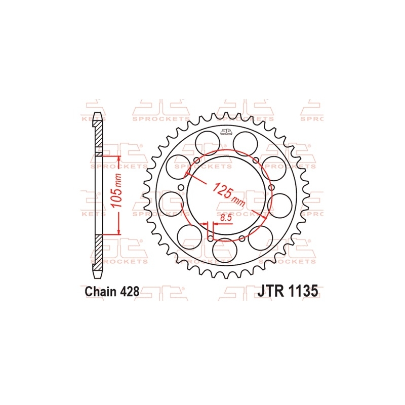 Rear sprocket JT 62T, 428