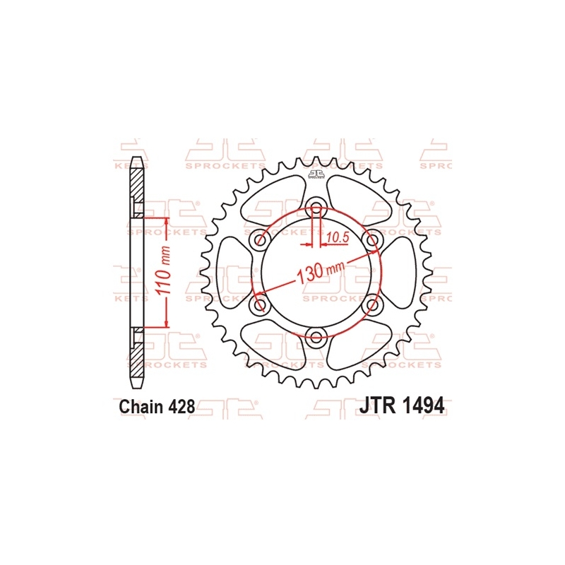 Rear sprocket JT 56T, 428