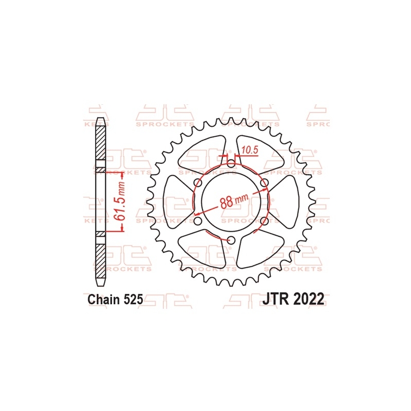 Rear sprocket JT 38T, 525