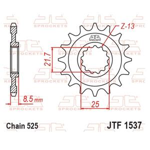 Front sprocket JT JTF 1537-16RB 16T, 525 rubber cushioned