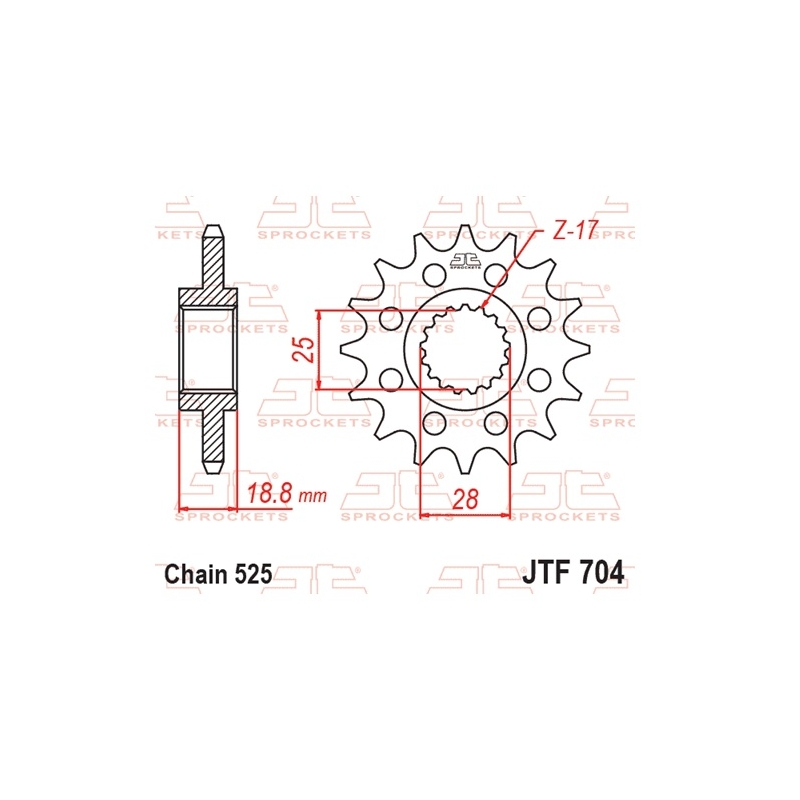 Front sprocket JT 16T, 525 rubber cushioned