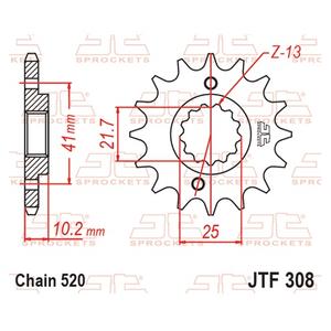 Front sprocket JT JTF 308-16 16T, 520