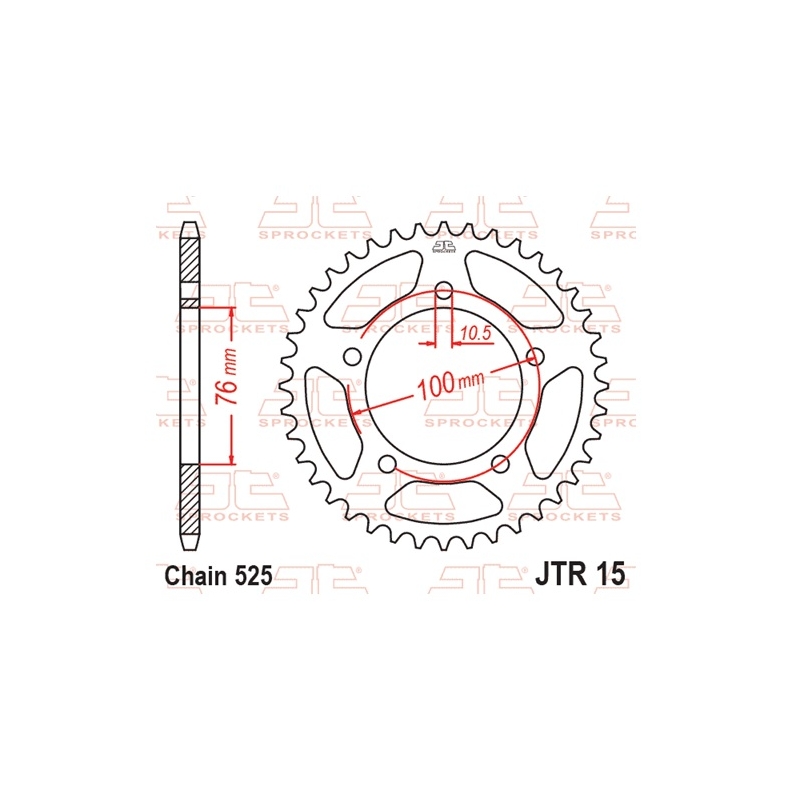Rear sprocket JT 44T, 525
