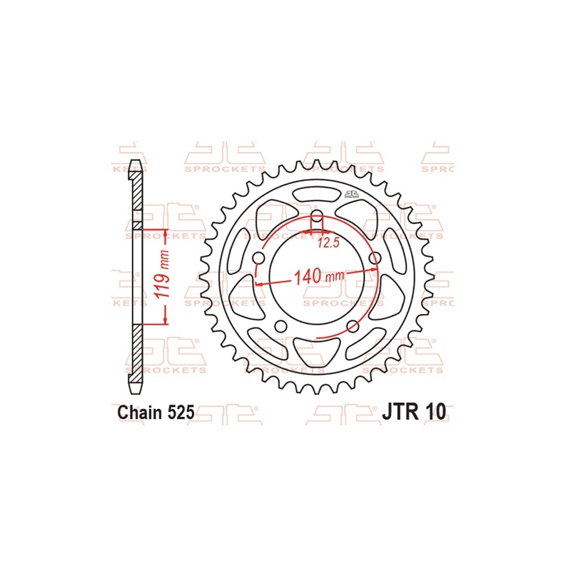 Rear sprocket JT 44T, 525