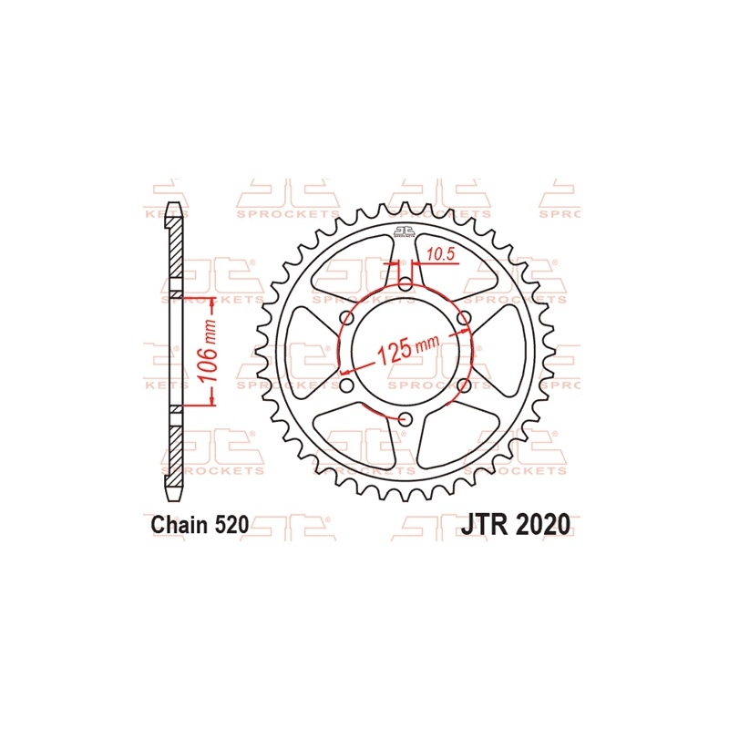 Rear sprocket JT 51T, 520
