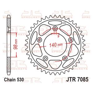 Rear sprocket JT JTR 7085-48ZBK 48T, 530 Black Zinc