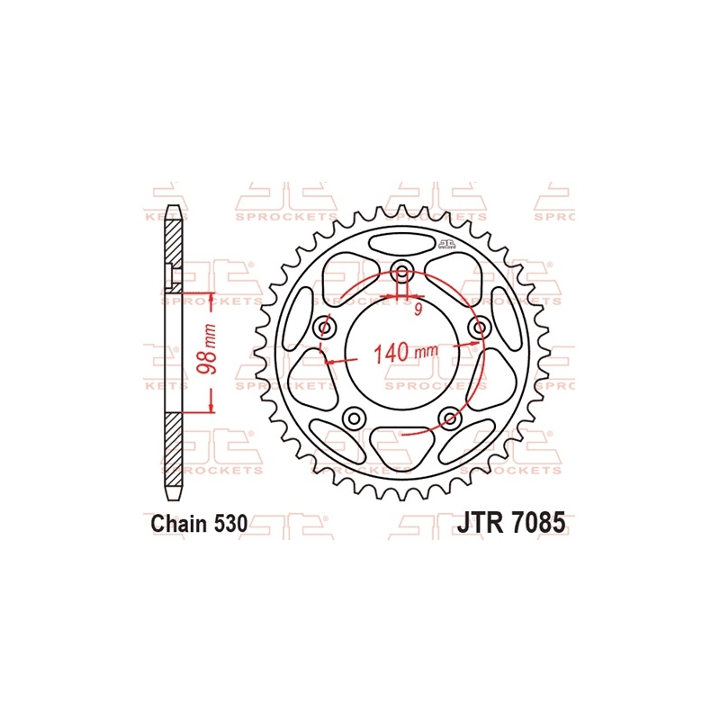 Rear sprocket JT 48T, 530 Black Zinc