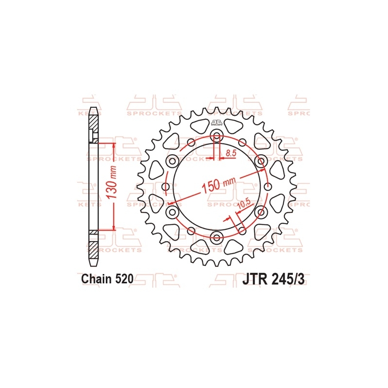 Rear sprocket JT 47T, 520