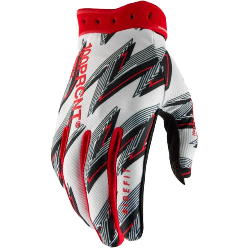 Rękawice motocrossowe 100% Ridefit biało-czerwone