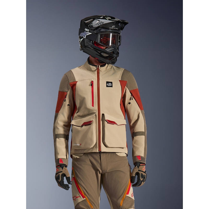 Kurtka motocyklowa Alpinestars Maxdura Drystar XF brązowo-pomarańczowa