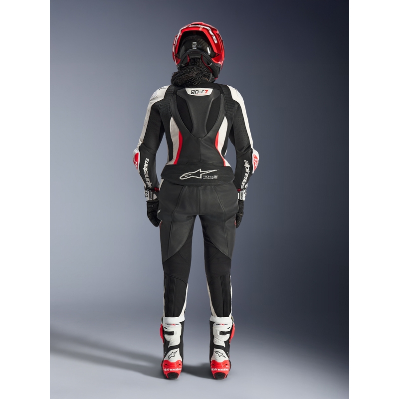 Dwuczęściowy skórzany kombinezon motocyklowy damski Alpinestars Stella GP-R7 czarno-biało-fluo-czerwony