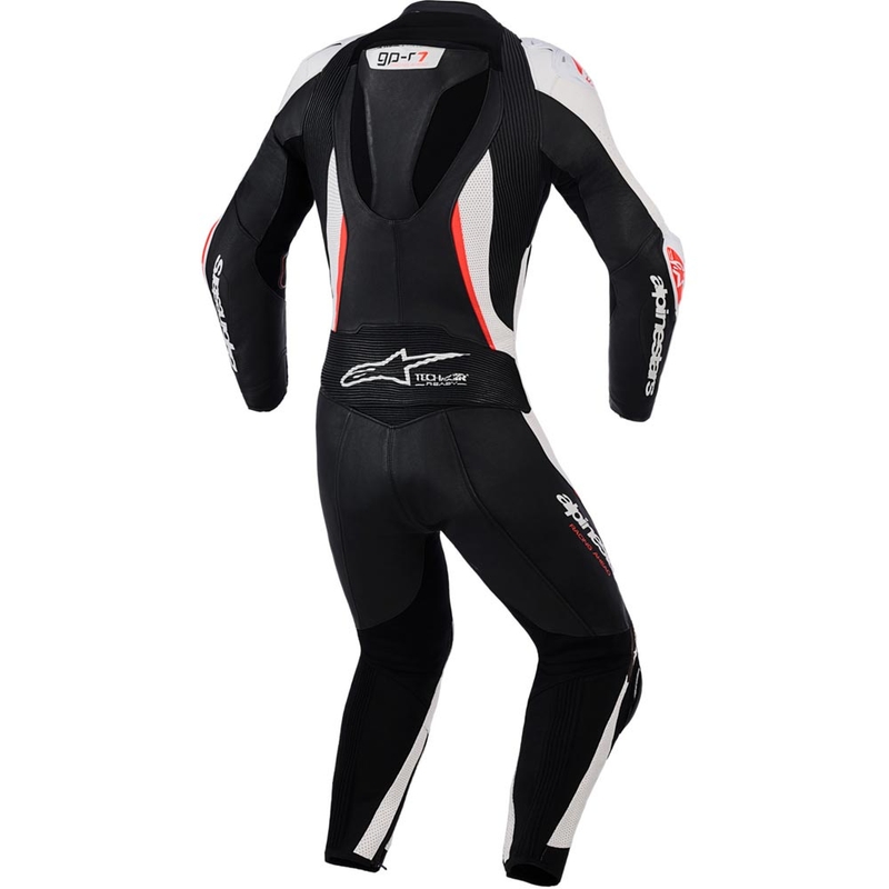 Dwuczęściowy skórzany kombinezon motocyklowy damski Alpinestars Stella GP-R7 czarno-biało-fluo-czerwony