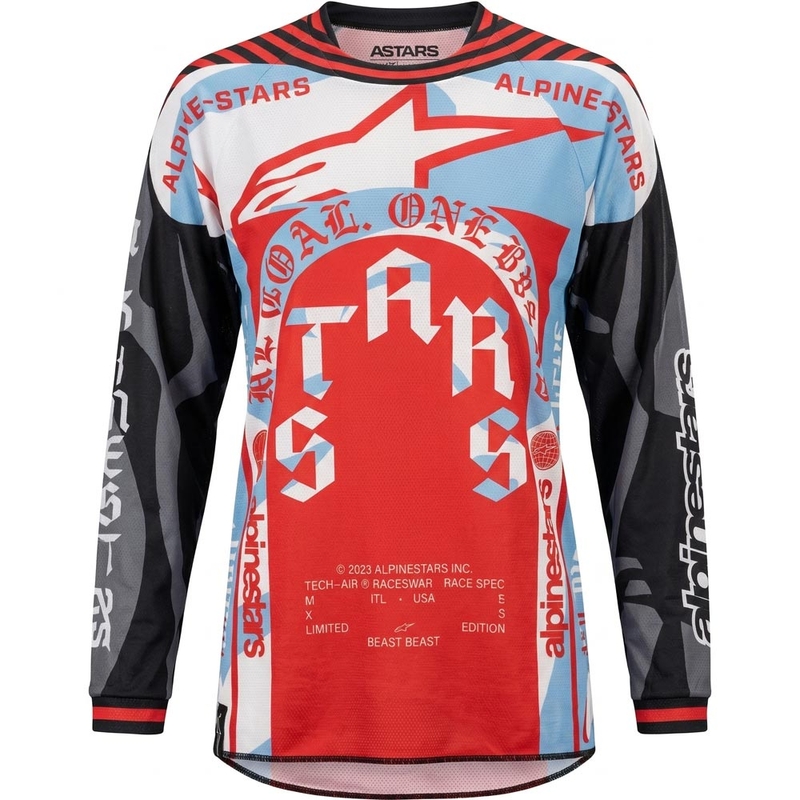 Koszulka motocrossowa Alpinestars Techstar w limitowanej edycji Beast Coast w kolorze szaro-czarno-pomarańczowym