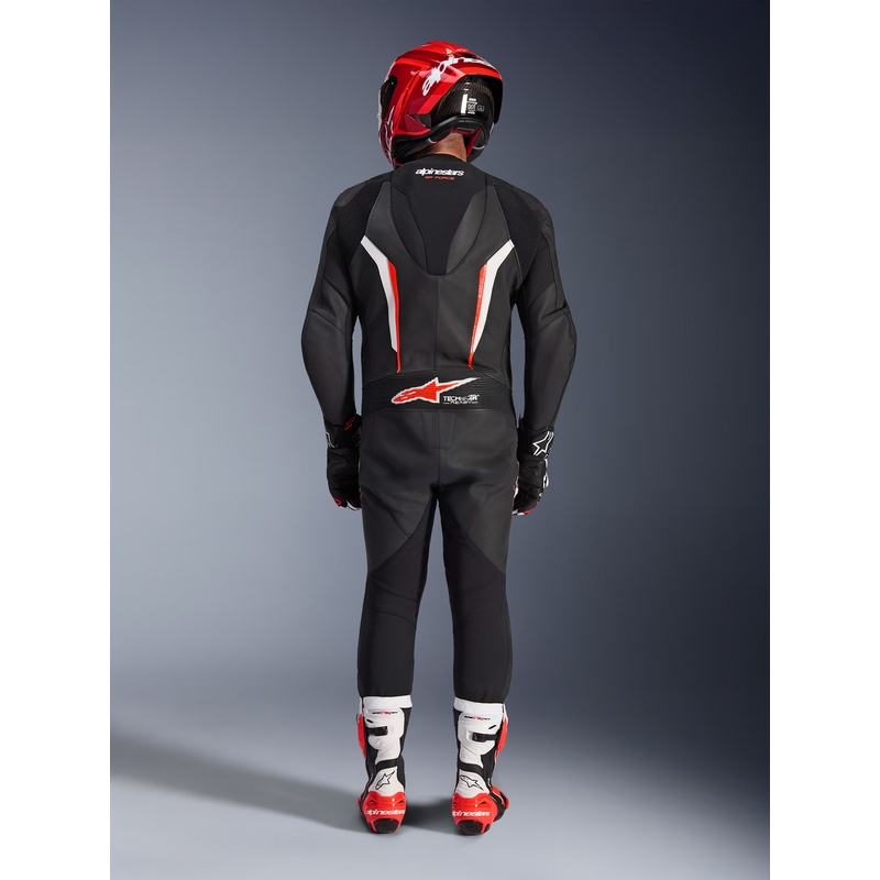 Jednoczęściowy kombinezon motocyklowy Alpinestars GP FORCE V2 czarno-biało-fluo-czerwony