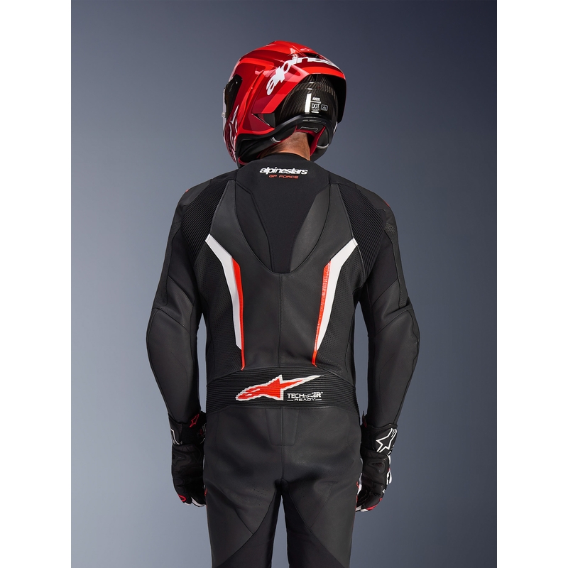 Jednoczęściowy kombinezon motocyklowy Alpinestars GP FORCE V2 czarno-biało-fluo-czerwony