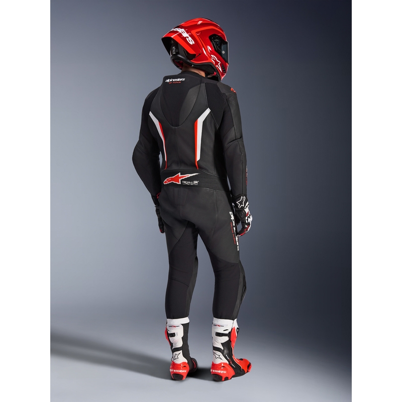 Jednoczęściowy kombinezon motocyklowy Alpinestars GP FORCE V2 czarno-biało-fluo-czerwony