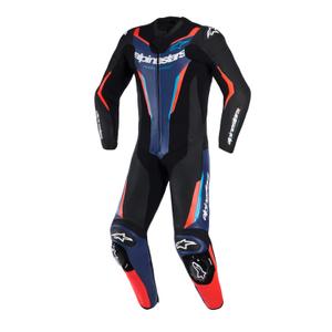Jednoczęściowy kombinezon motocyklowy Alpinestars GP FORCE V2 czarno-niebiesko-fluo-czerwony