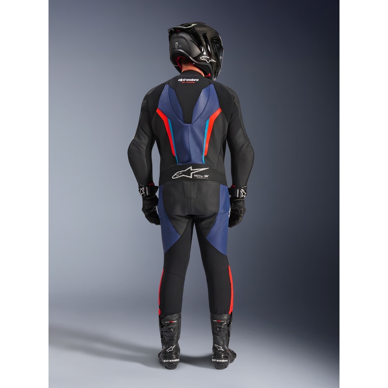 Jednoczęściowy kombinezon motocyklowy Alpinestars GP FORCE V2 czarno-niebiesko-fluo-czerwony