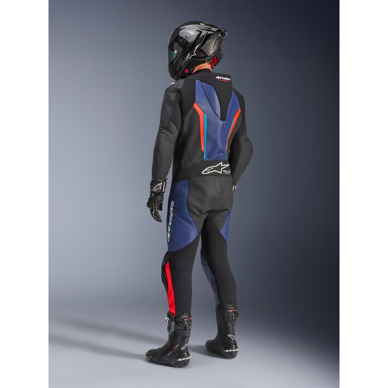 Jednoczęściowy kombinezon motocyklowy Alpinestars GP FORCE V2 czarno-niebiesko-fluo-czerwony