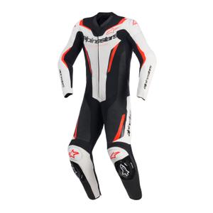 Jednoczęściowy kombinezon motocyklowy Alpinestars GP FORCE V2 w kolorze biało-czarno-fluo-czerwonym