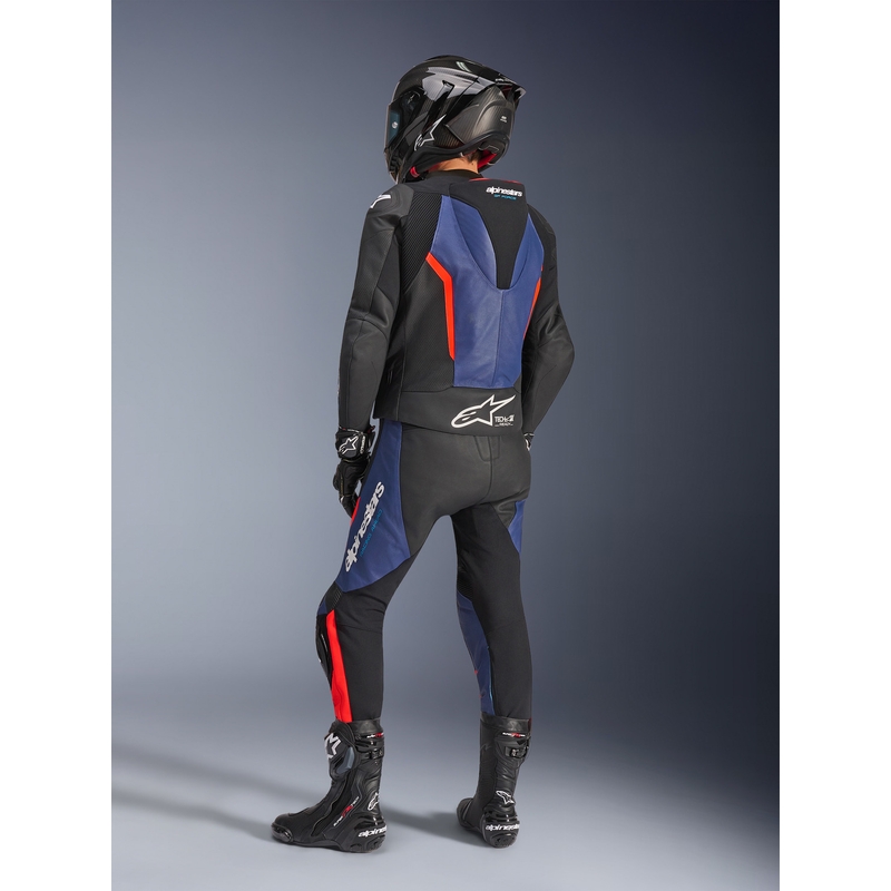 Dwuczęściowy kombinezon motocyklowy Alpinestars GP Force V2 w kolorze czarno-niebiesko-fluo-czerwonym