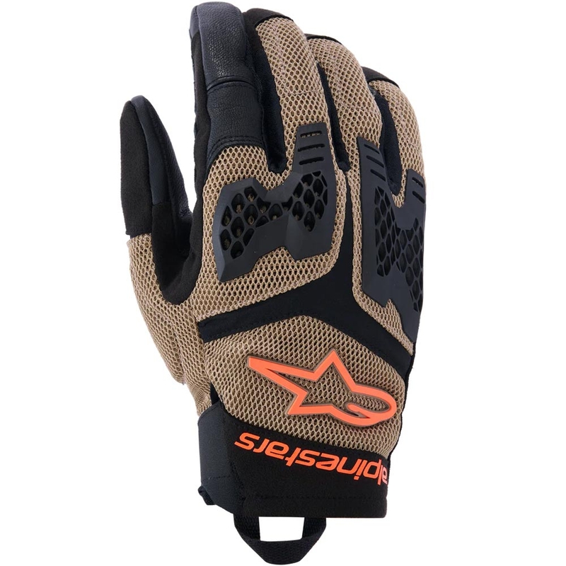 Rękawice motocyklowe Alpinestars Manti Air w kolorze khaki, czerni i pomarańczu fluorescencyjnego