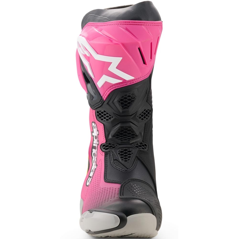 Buty motocyklowe Alpinestars Supertech R czarno-biało-różowo-żółte