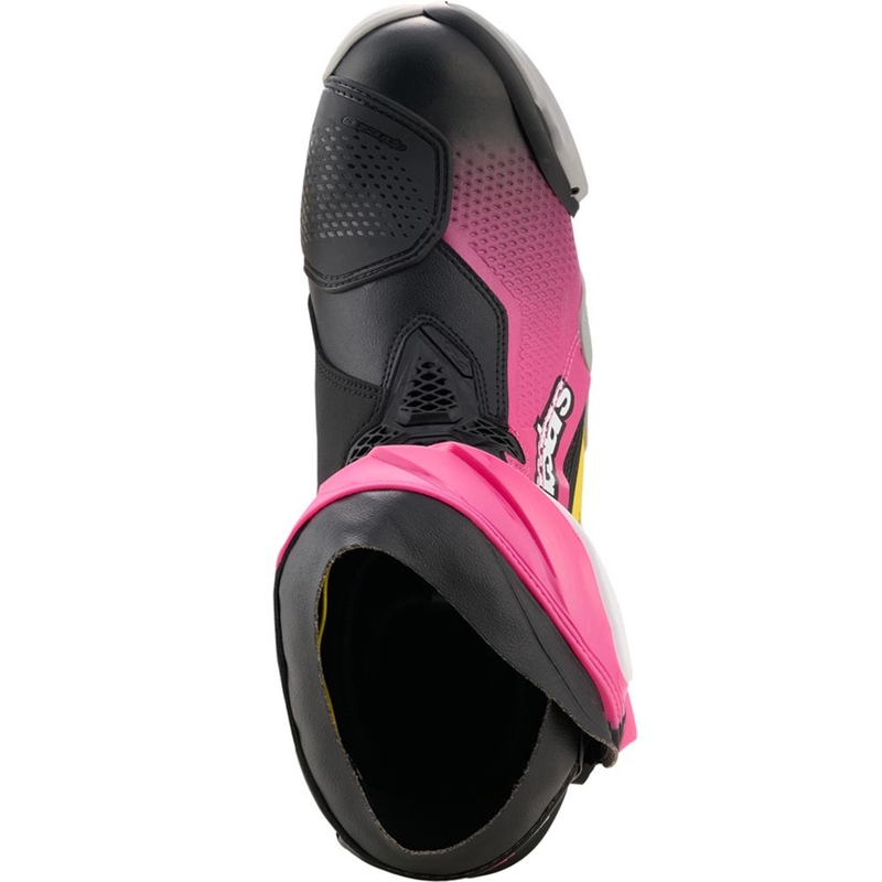 Buty motocyklowe Alpinestars Supertech R czarno-biało-różowo-żółte