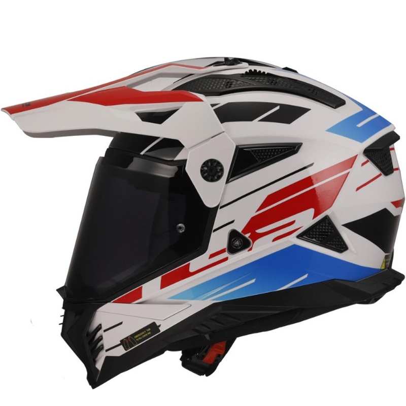 Kask motocyklowy enduro LS2 MX702 PIONEER II NAMIB biało-niebiesko-czerwony