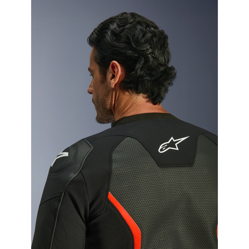Kurtka motocyklowa skórzana Alpinestars GP Force V2 Airflow czarno-fluo czerwono-biała