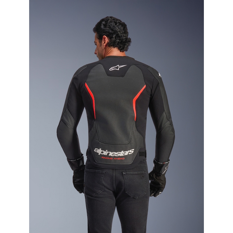 Kurtka motocyklowa skórzana Alpinestars GP Force V2 Airflow czarno-fluo czerwono-biała