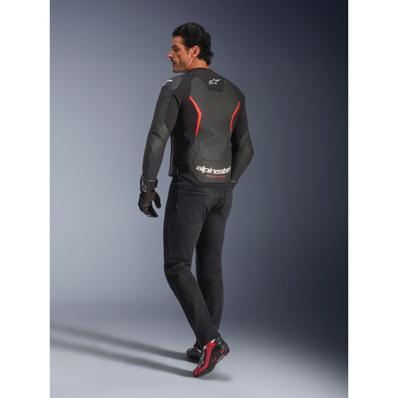 Kurtka motocyklowa skórzana Alpinestars GP Force V2 Airflow czarno-fluo czerwono-biała