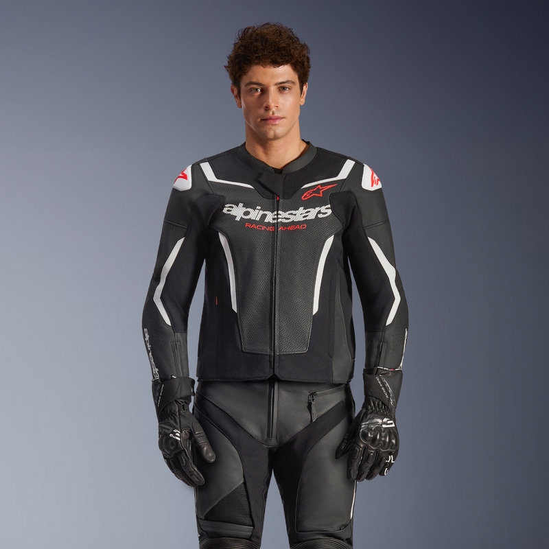 Kurtka motocyklowa skórzana Alpinestars GP Force V2 Airflow czarno-biała