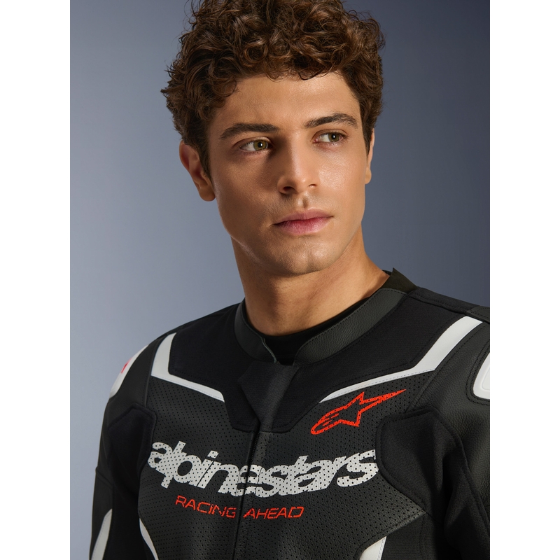 Kurtka motocyklowa skórzana Alpinestars GP Force V2 Airflow czarno-biała