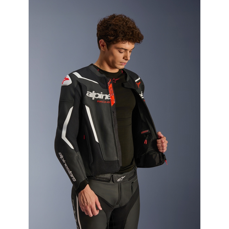 Kurtka motocyklowa skórzana Alpinestars GP Force V2 Airflow czarno-biała