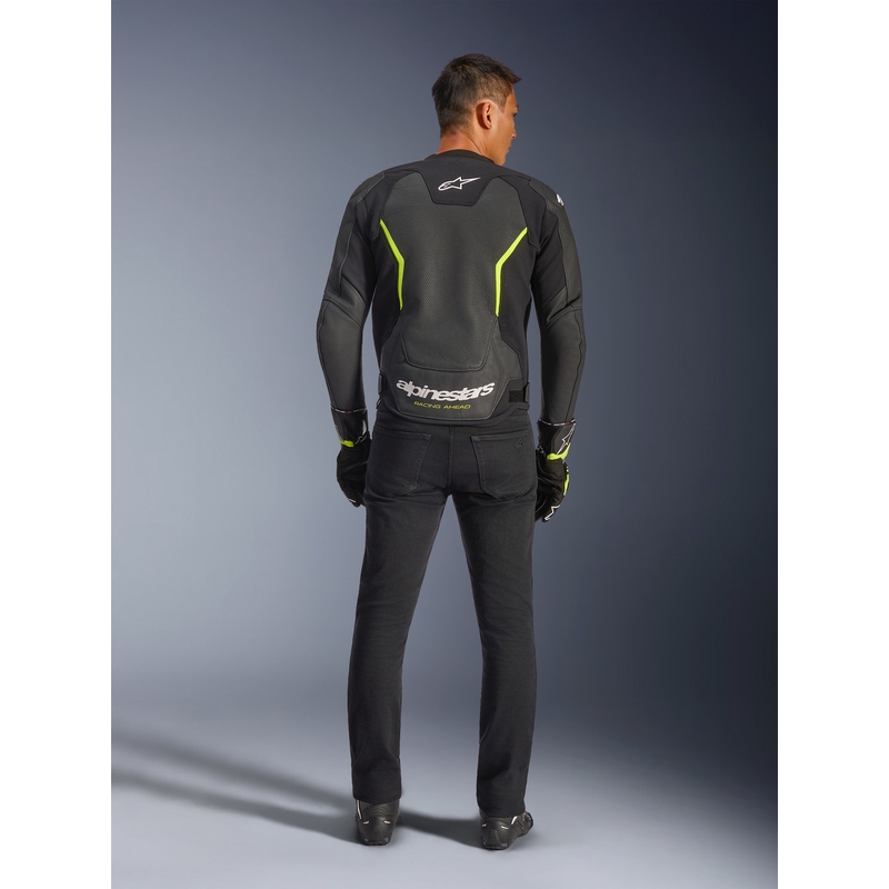 Kurtka motocyklowa skórzana Alpinestars GP Force V2 Airflow czarno-fluo-żółta