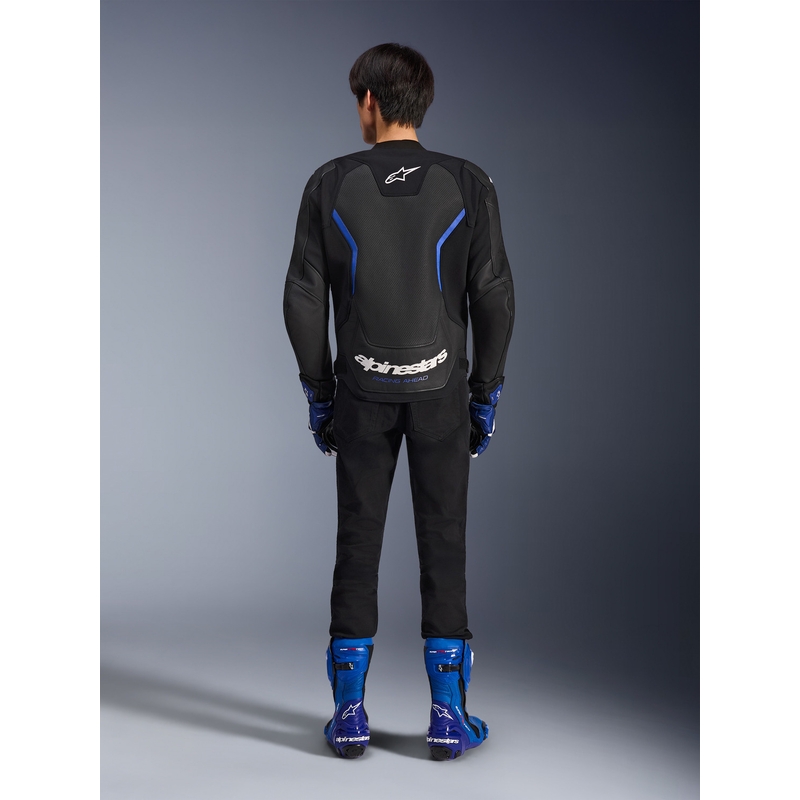 Kurtka motocyklowa skórzana Alpinestars GP Force V2 Airflow czarno-metaliczno-niebieska